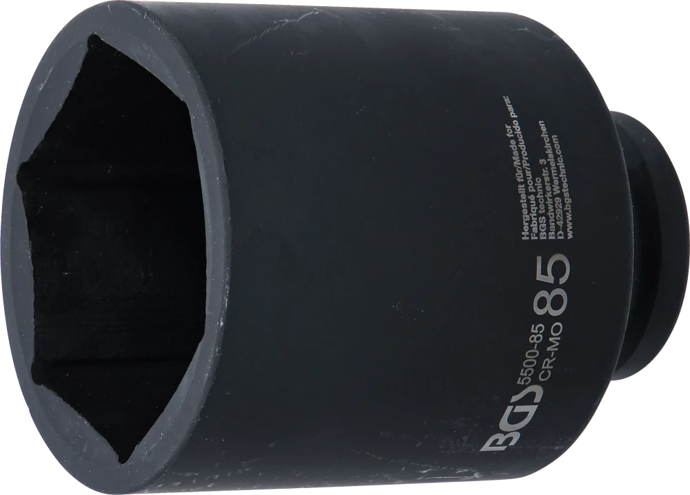 Kraft-Steckschlüssel-Einsatz Sechskant, tief, Antrieb Innenvierkant 25 mm (1"), SW 85 mm