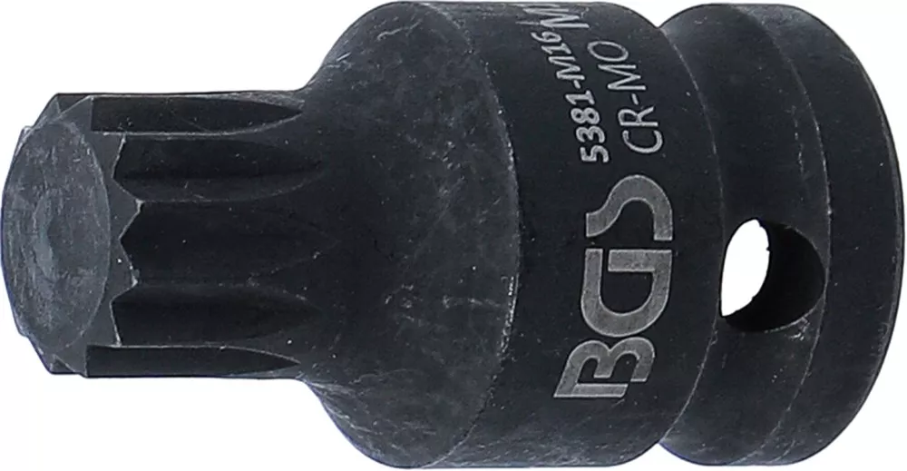 Kraft-Bit-Einsatz, Länge 43 mm, Antrieb Innenvierkant 12,5 mm (1/2"), Innenvielzahn (für XZN) M16
