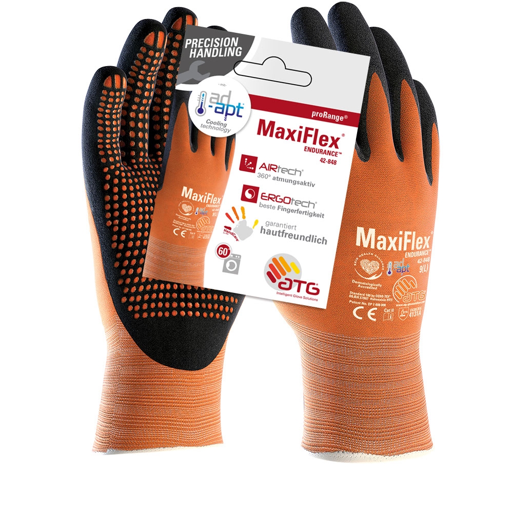 MaxiFlex® Endurance™AD-APT® Nylon-Strickhandschuhe (42-848HCT), SB-Verpackung orange/schwarz