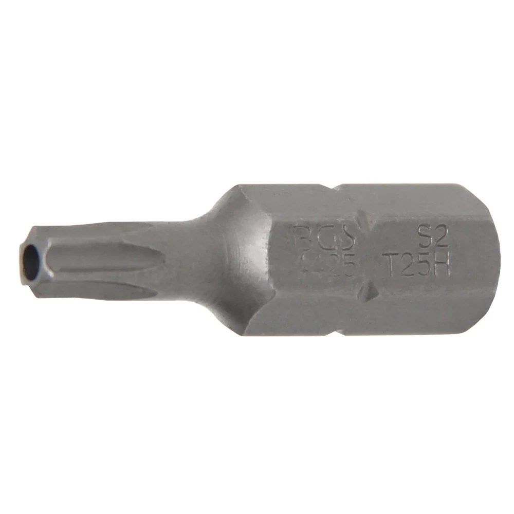 Bit, Länge 30 mm, Antrieb Außensechskant 8 mm (5/16"), T-Profil (für Torx) mit Bohrung T25