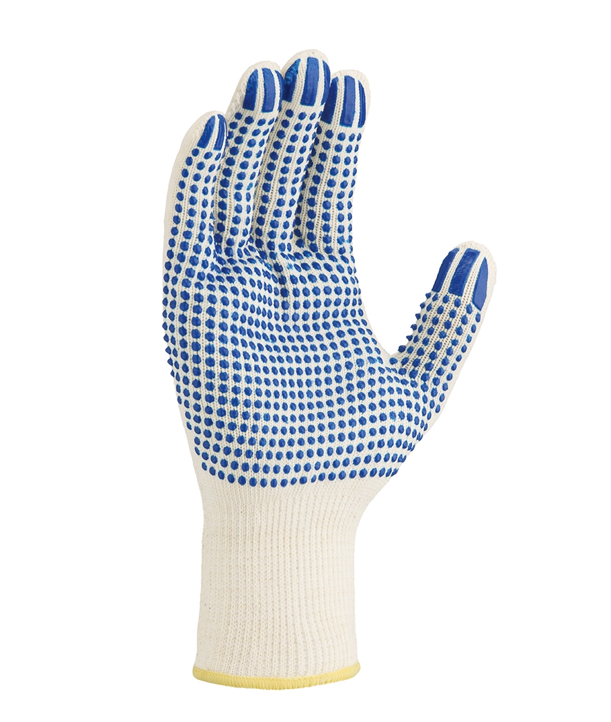 teXXor® Mittelstrick-Handschuhe BAUMWOLLE/NYLON weiß/blaue Noppen
