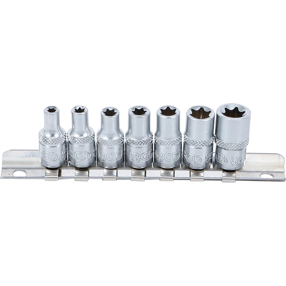 Steckschlüssel-Einsatz-Satz E-Profil, Antrieb Innenvierkant 6,3 mm (1/4"), SW E4 - E11, 7-tlg.