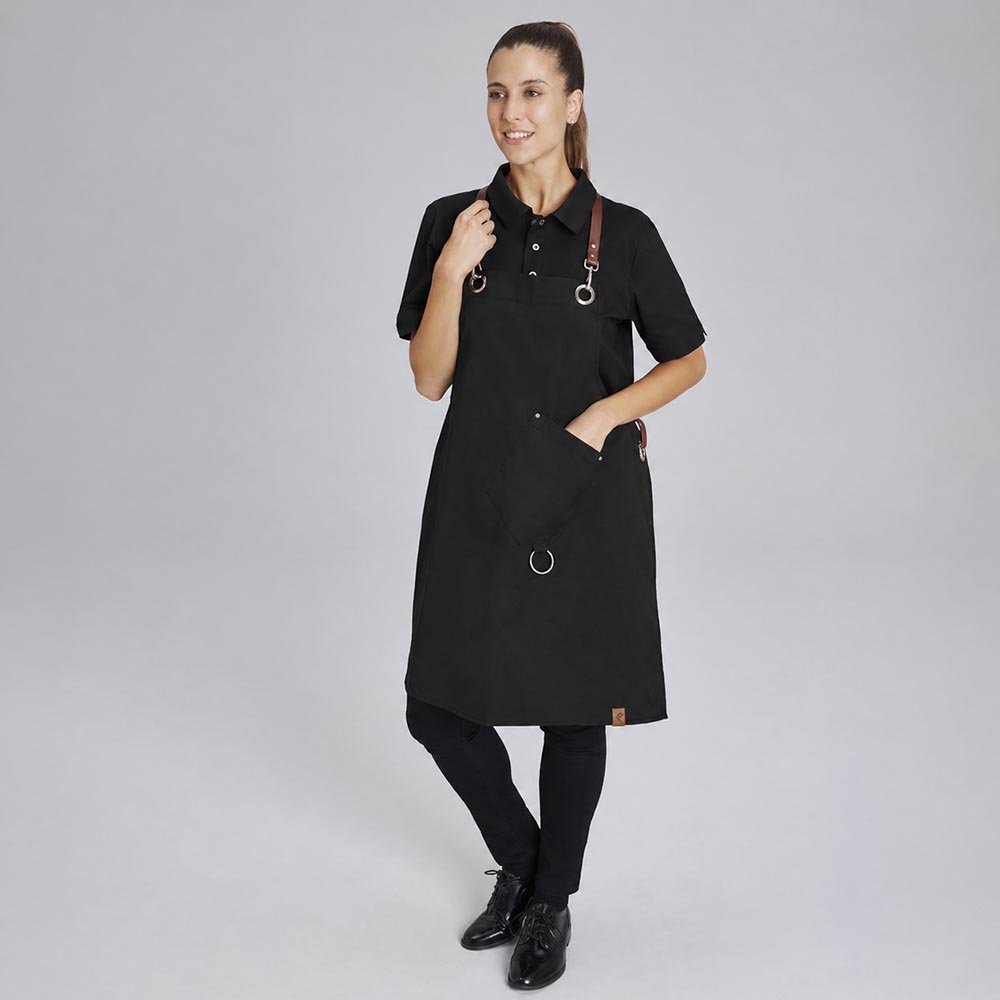 Latzschürze Casual Style mit X-Kreuzung, schwarz, B 70 x L 80 cm