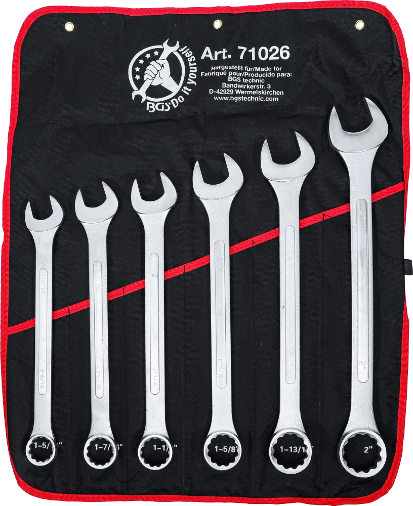 Maul-Ringschlüssel-Satz, XXL, Zollgrößen, SW 1.5/16" - 2", 6-tlg.