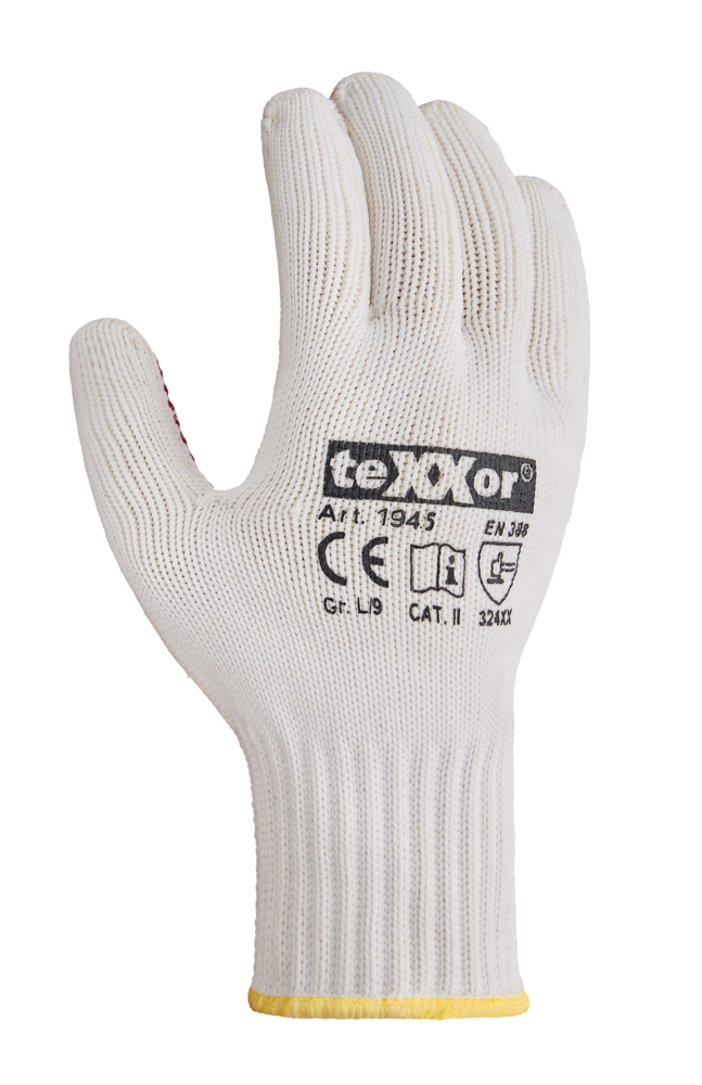 teXXor® Grobstrick-Handschuhe BAUMWOLLE/NYLON beige/rote Noppen