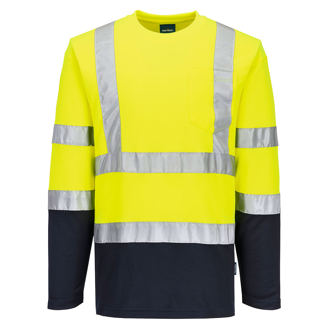 Hi-Vis Cotton Comfort Kontrast T-Shirt Langarm
