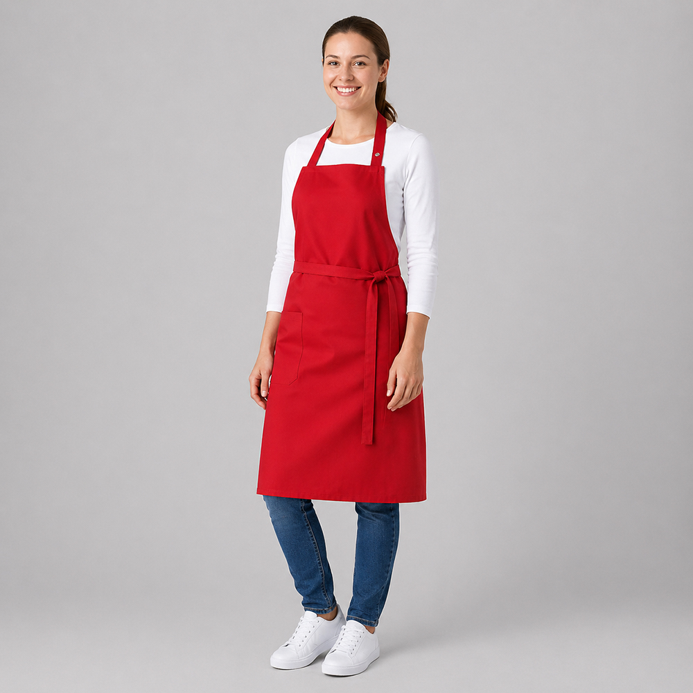 Latzschürze rot, B 75 x L 75 cm