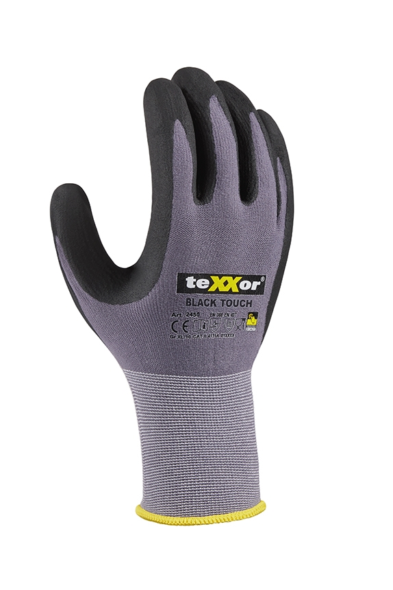 teXXor® Nylon-Strickhandschuhe BLACK TOUCH® grau/schwarz