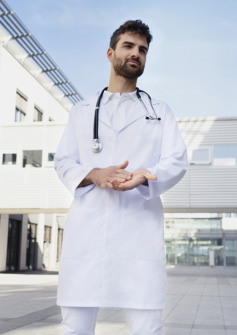 Men's Doctor's and Lab Coat Classic-Shape with Revers Collar