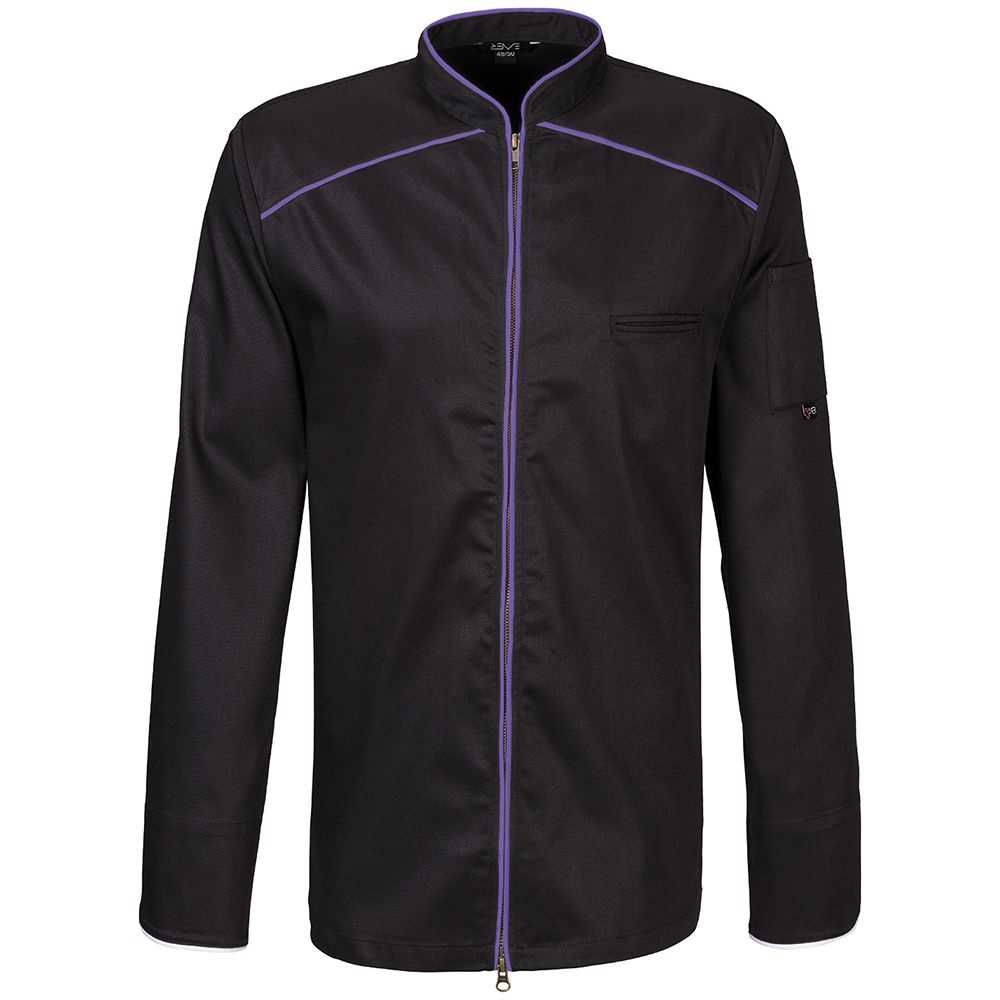 Kochjacke mit Paspel schwarz mit Paspel
