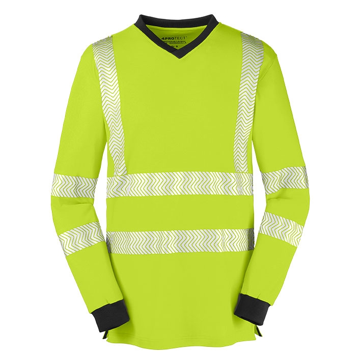 4PROTECT® Warnschutz-Langarm-UV-Shirt JACKSONVILLE leuchtgelb/grau