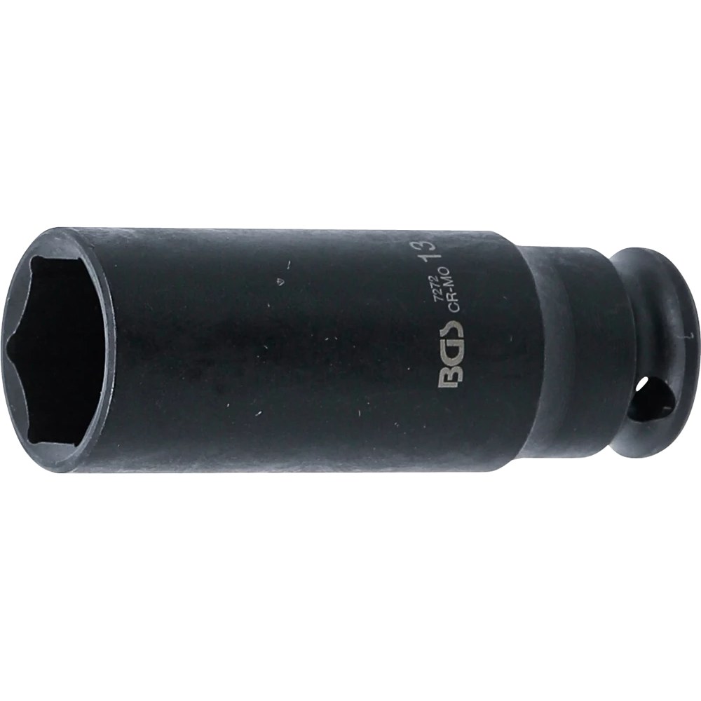 Kraft-Steckschlüssel-Einsatz Sechskant, tief, Antrieb Innenvierkant 6,3 mm (1/4"), SW 13 mm