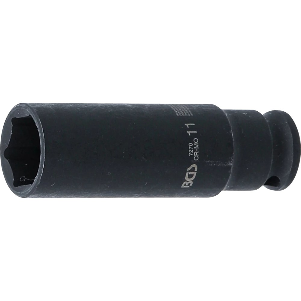 Kraft-Steckschlüssel-Einsatz Sechskant, tief, Antrieb Innenvierkant 6,3 mm (1/4"), SW 11 mm