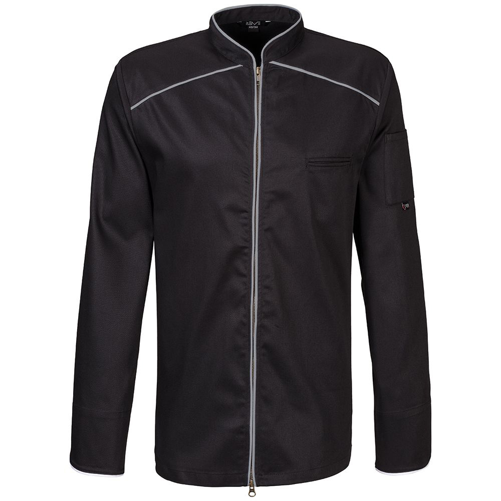 Kochjacke mit Paspel schwarz mit Paspel