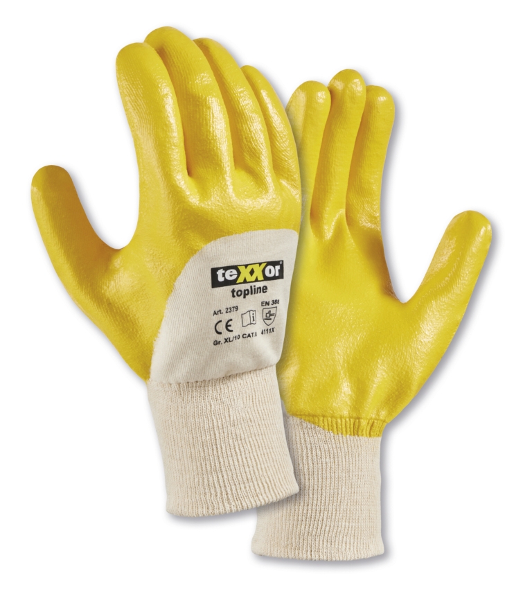 teXXor® Nitril-Handschuhe STRICKBUND gelb