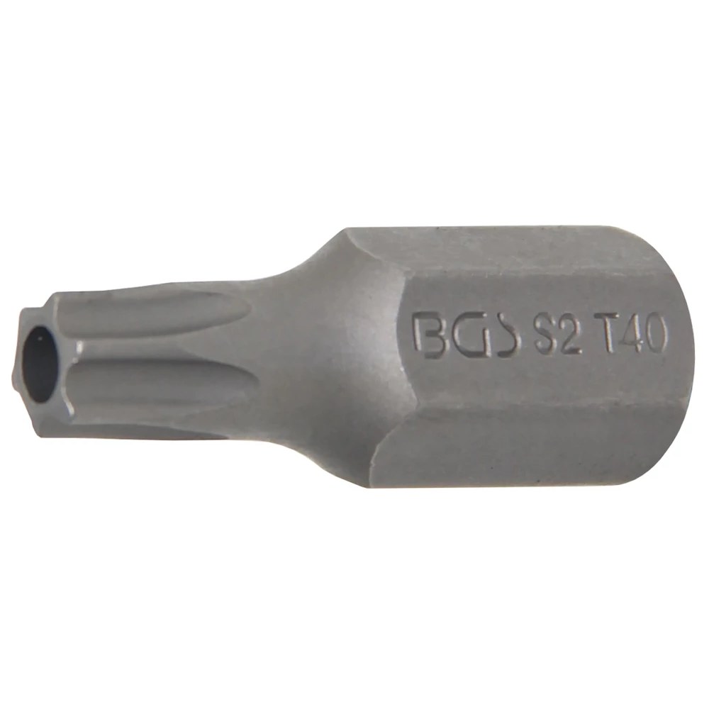 Bit, Länge 30 mm, Antrieb Außensechskant 10 mm (3/8"), T-Profil (für Torx) mit Bohrung T40