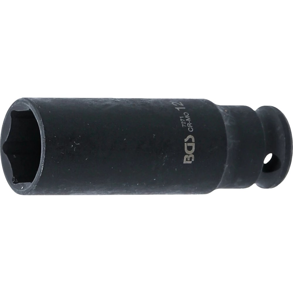 Kraft-Steckschlüssel-Einsatz Sechskant, tief, Antrieb Innenvierkant 6,3 mm (1/4"), SW 12 mm