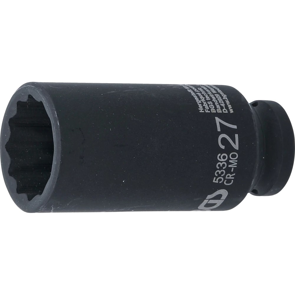 Kraft-Steckschlüssel-Einsatz Zwölfkant, tief, Antrieb Innenvierkant 12,5 mm (1/2"), SW 27 mm