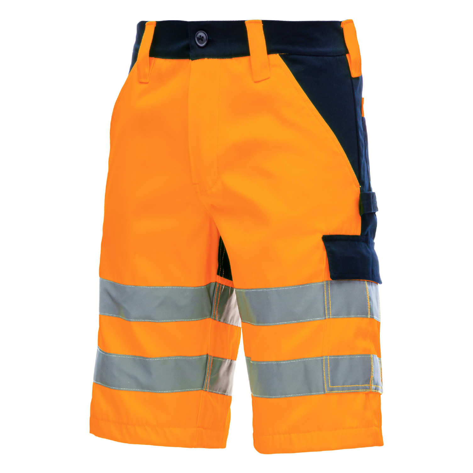 Warnschutz-Shorts MOTION TEX VIZ kurze Warn-Arbeitshose neonorange / marineblau