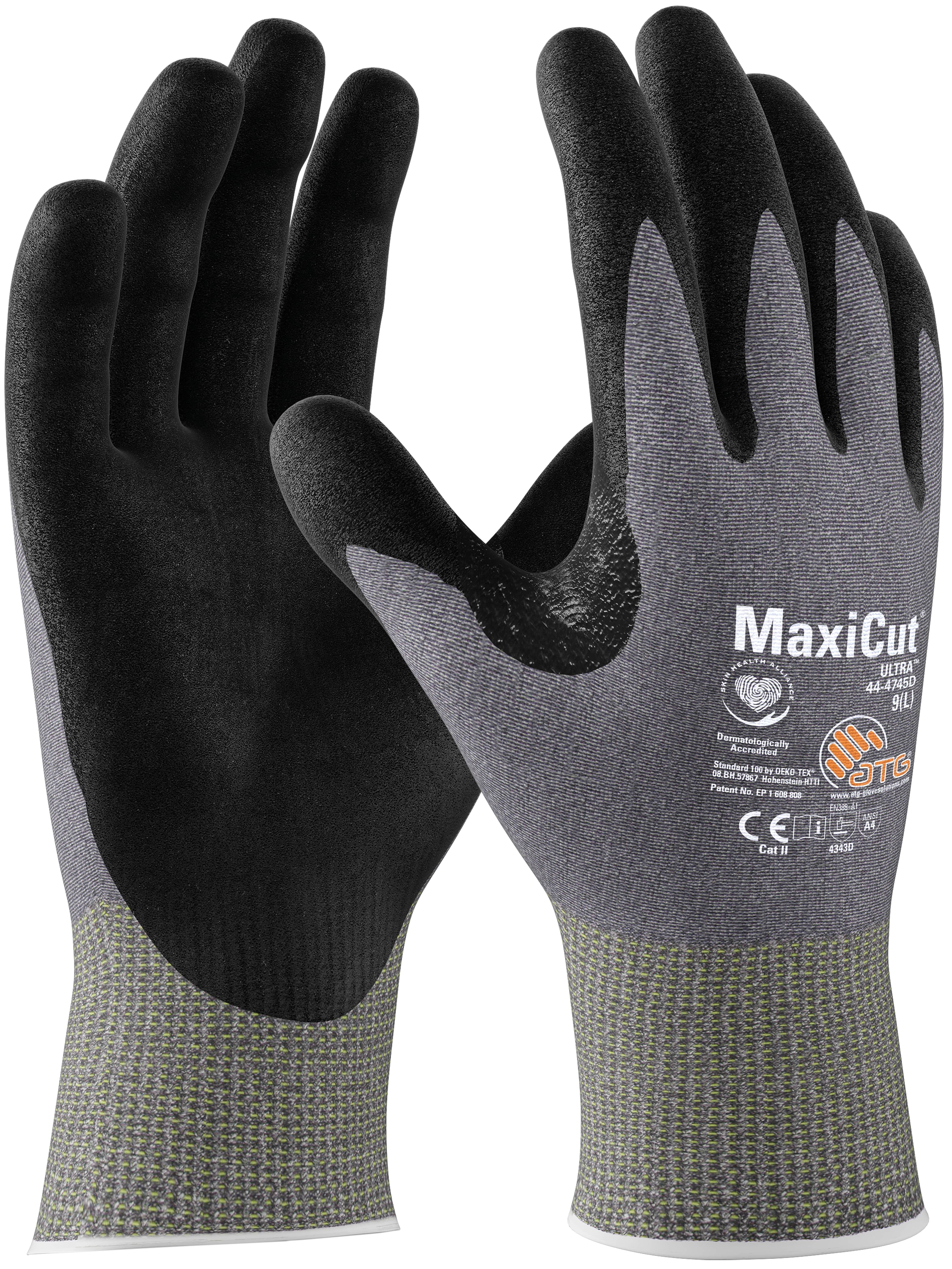 MaxiCut® Ultra™ Schnittschutz-Strickhandschuhe (44-4745D) hellgrau/schwarz