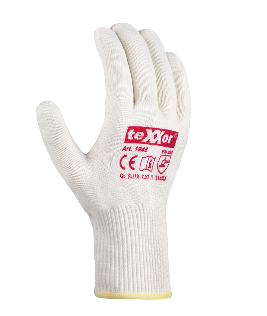 teXXor® Feinstrick-Handschuhe BAUMWOLLE/NYLON beige/rote Noppen