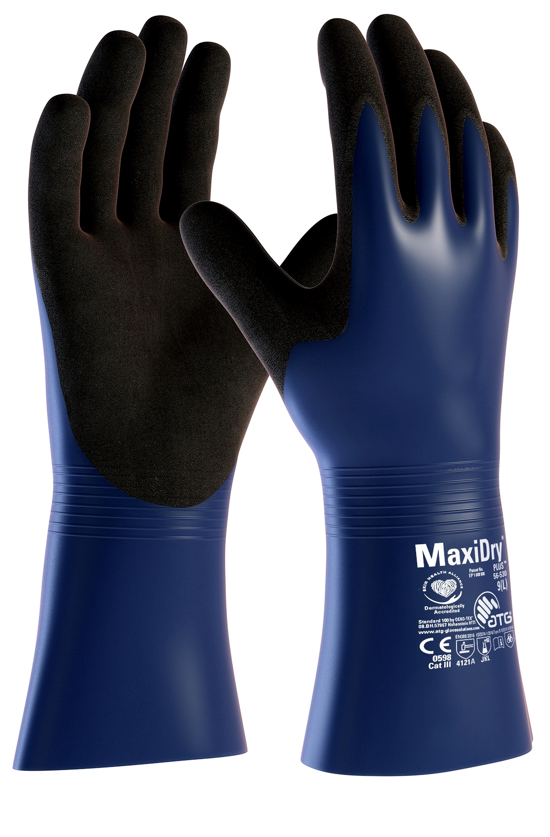 MaxiDry® Plus™ Chemikalienschutz-Handschuhe (56-530) blau/schwarz
