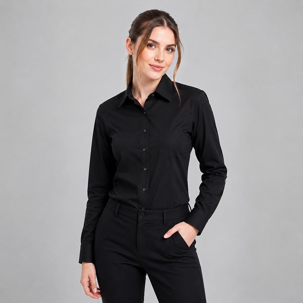 Damen-Bluse langarm, schwarz