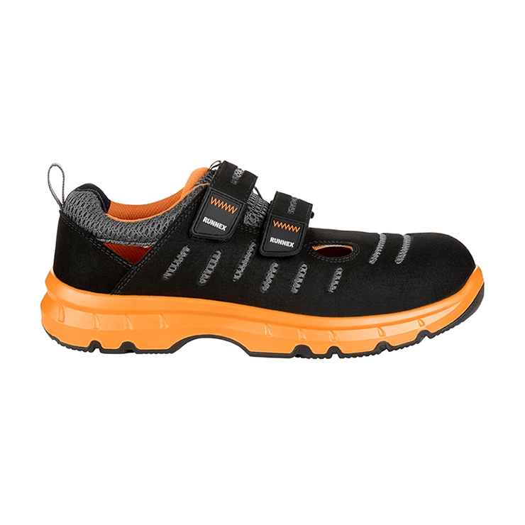 RUNNEX® S1PS-ESD-Sicherheitsklettsandalen FlexStar schwarz/orange