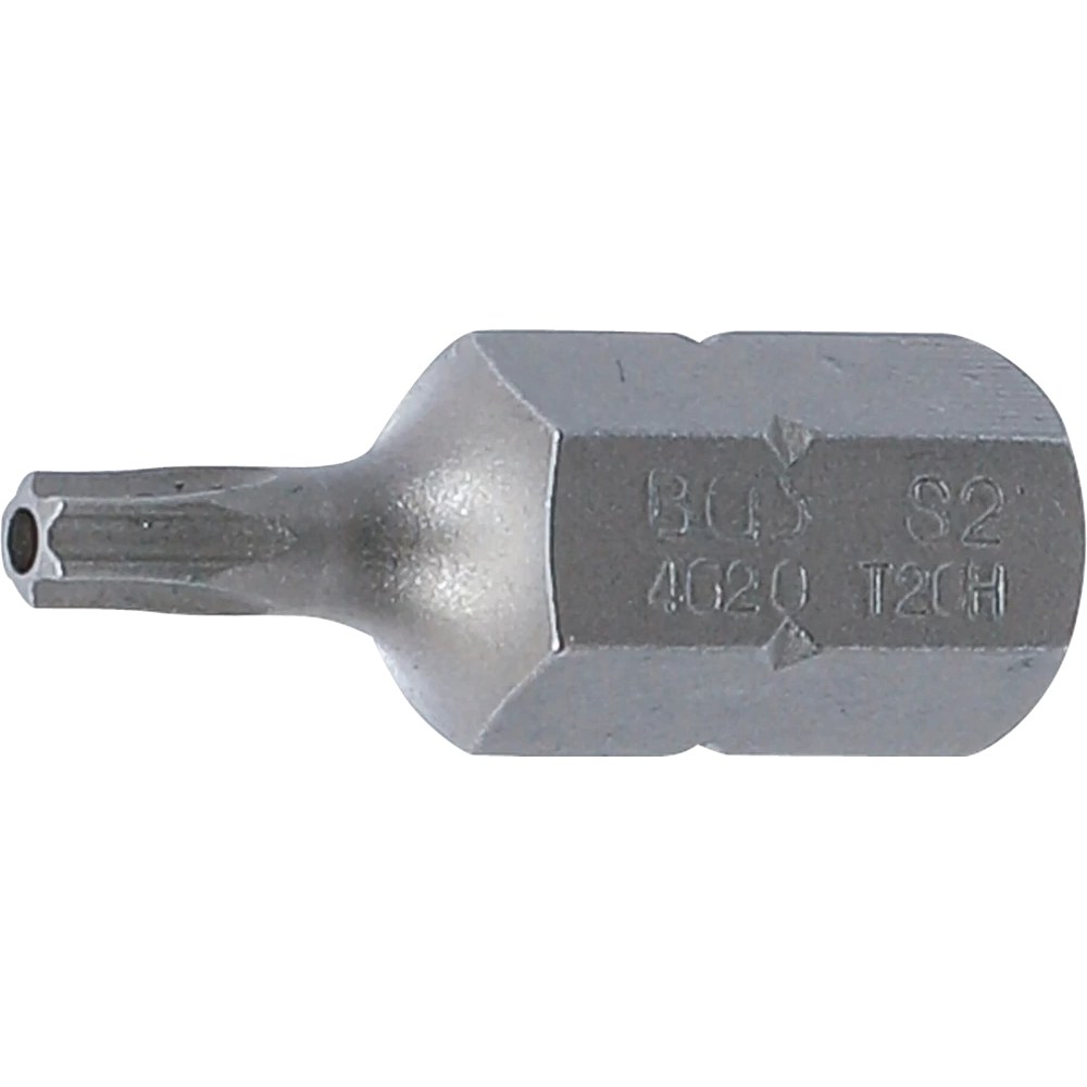 Bit, Länge 30 mm, Antrieb Außensechskant 10 mm (3/8"), T-Profil (für Torx) mit Bohrung T20