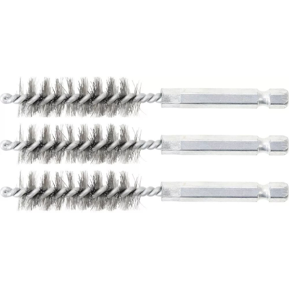 Stahlbürste, 14 mm, Antrieb Außensechskant 6,3 mm (1/4"), 3-tlg.