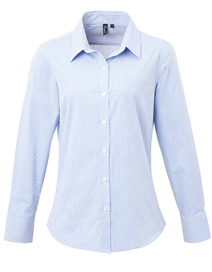 Bluse – Women´s Microcheck (Gingham) Long Sleeve Cotton Shirt