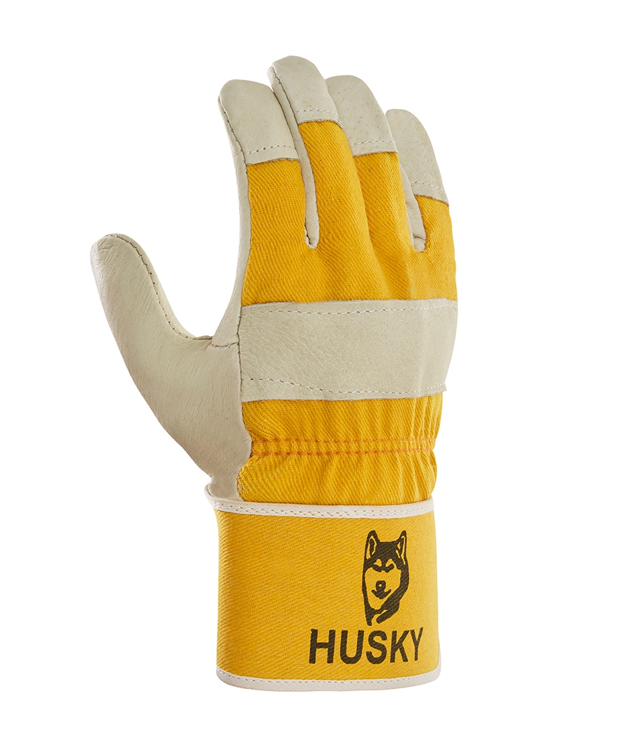 teXXor® Büffelvollleder-Winterhandschuhe HUSKY Leder natur, Drell gelb