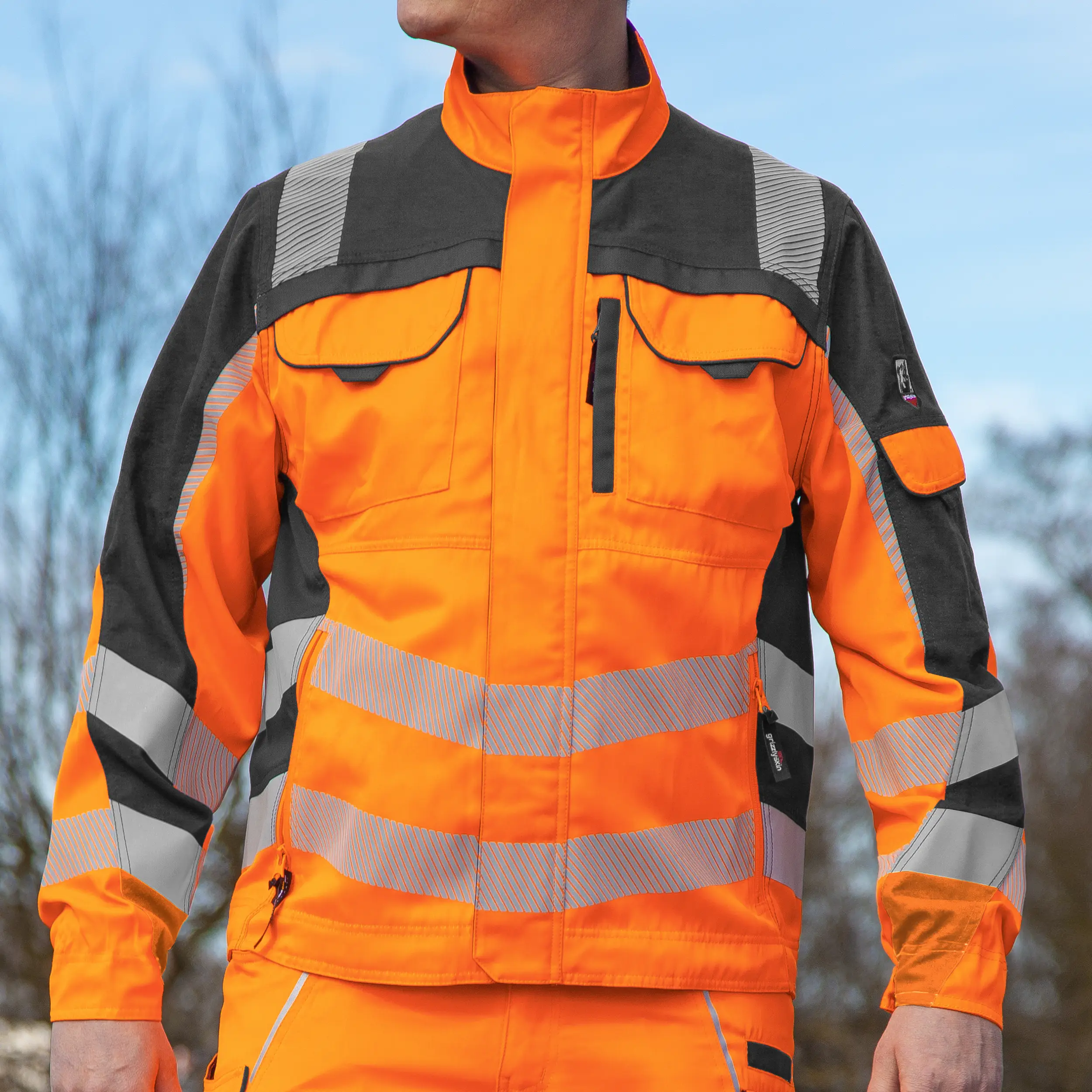Arbeitsjacke "Grizzlyskin Warnschutz" aus Lyocell & Cordura