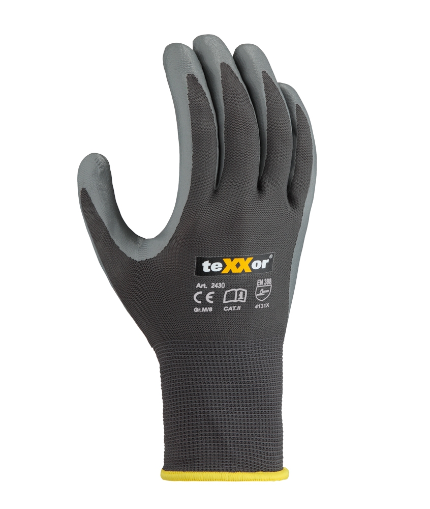 teXXor® Polyester-Handschuhe NITRIL BESCHICHTET grau/grau