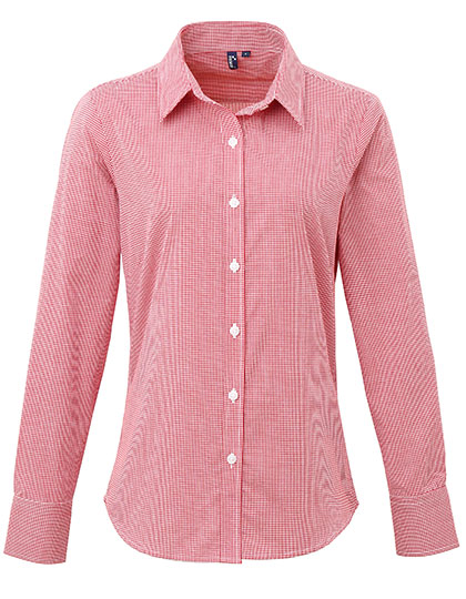 Bluse – Women´s Microcheck (Gingham) Long Sleeve Cotton Shirt