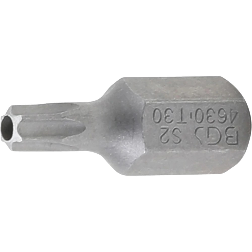 Bit, Länge 30 mm, Antrieb Außensechskant 10 mm (3/8"), T-Profil (für Torx) mit Bohrung T30