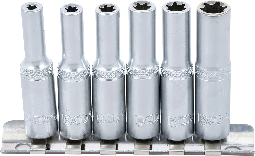 Steckschlüssel-Einsatz-Satz E-Profil, tief, Antrieb innenvierkant 6,3 mm (1/4"), SW E4 - E10, 6-tlg.