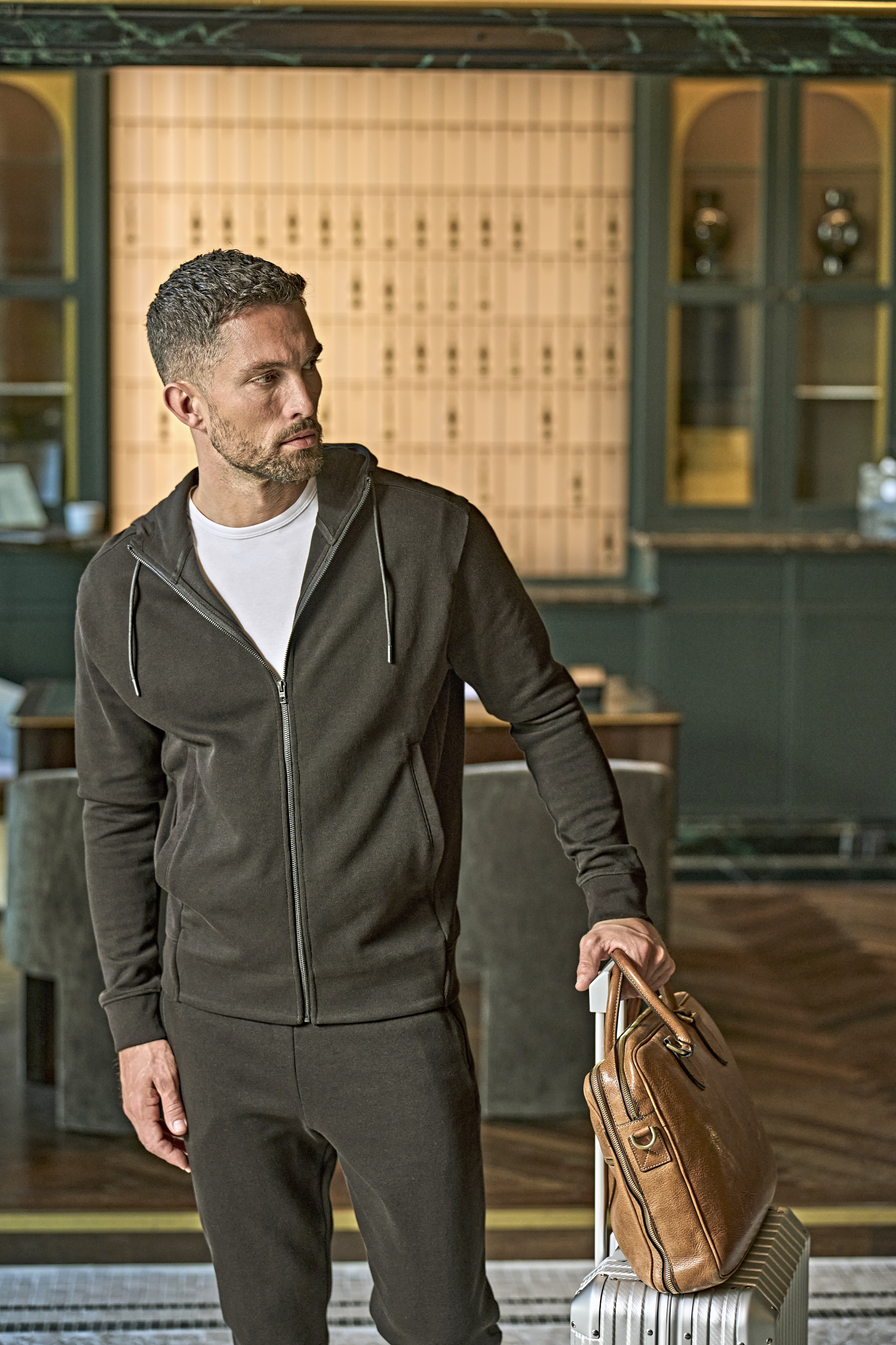 Sweatshirt – Ribbed Interlock Hooded Full Zip