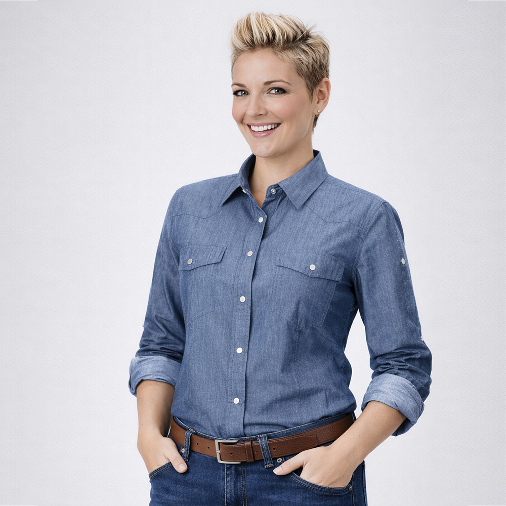 Damen Jeansbluse langarm