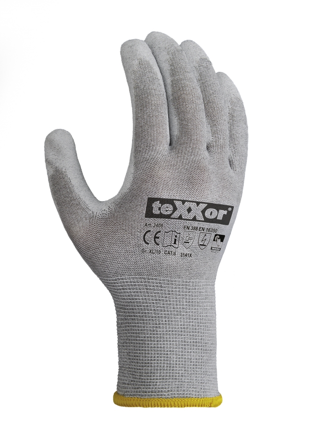 teXXor® Strickhandschuhe ESD 2 grau/ weiß