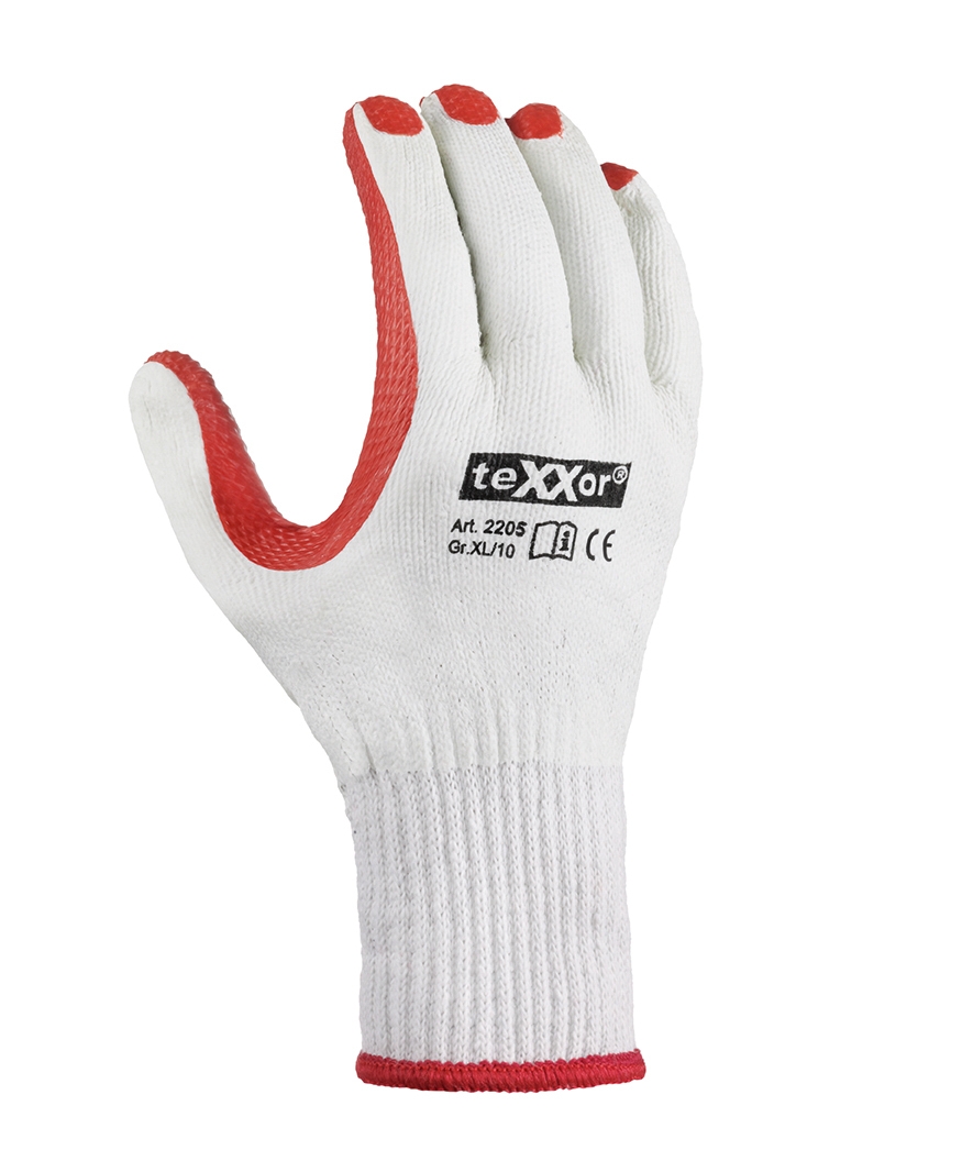 teXXor® Universalhandschuhe LATEXBESCHICHTET natur/rot
