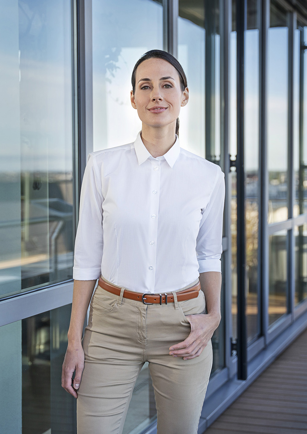 Damenbluse Active-Stretch mit 3/4-Ärmeln in Modern-Fit