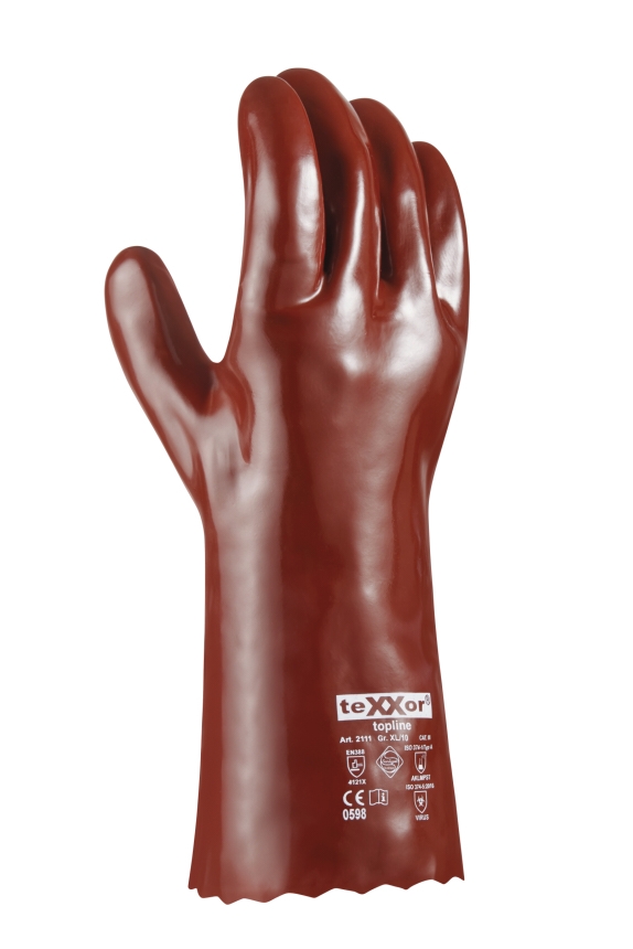 teXXor® Chemikalienschutz-Handschuhe PVC ROTBRAUN rotbraun