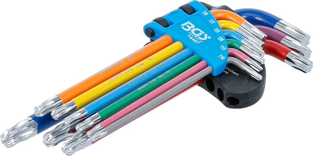 Winkelschlüssel-Satz, Multicolour, T-Profil (für Torx) mit Kugelkopf T10 - T50, 9-tlg.