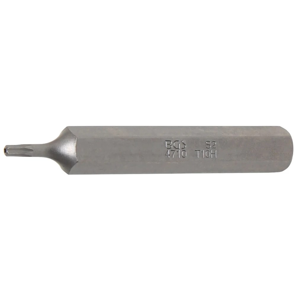 Bit, Länge 75 mm, Antrieb Außensechskant 10 mm (3/8"), T-Profil (für Torx) mit Bohrung T10