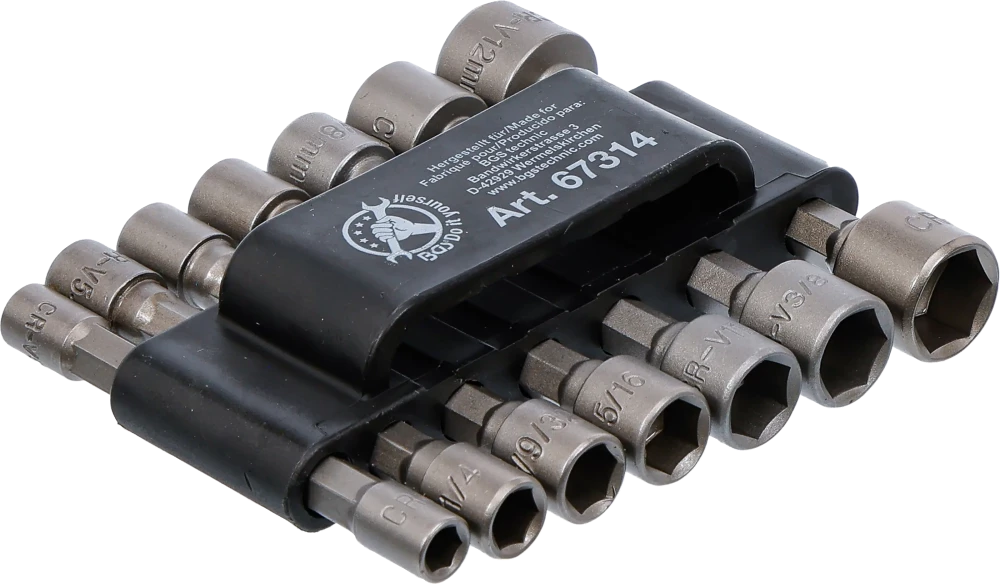 Steckschlüssel-Bit-Satz, Antrieb Außensechskant 6,3 mm (1/4"), metrisch + Zoll, 14-tlg.