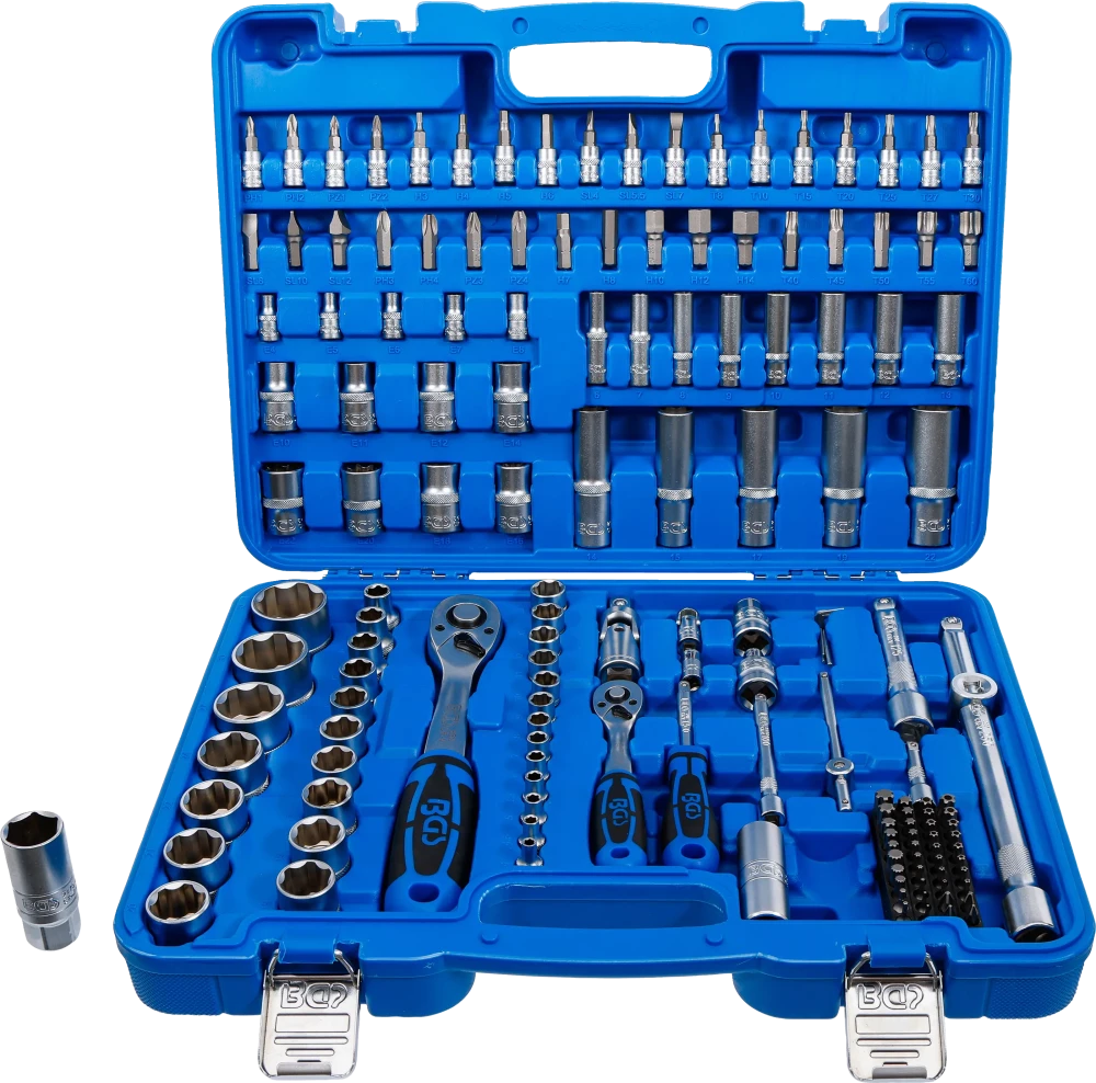 Steckschlüssel-Satz Wellenprofil, Antrieb 6,3 mm (1/4") / 12,5 mm (1/2"), 150-tlg.