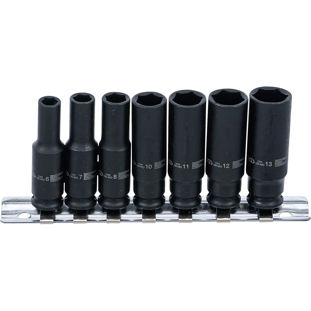 Kraft-Steckschlüssel-Einsatz-Satz Sechskant, tief, Antrieb Innenvierkant 6,3 mm (1/4"), SW 6 - 13 mm, 7-tlg.