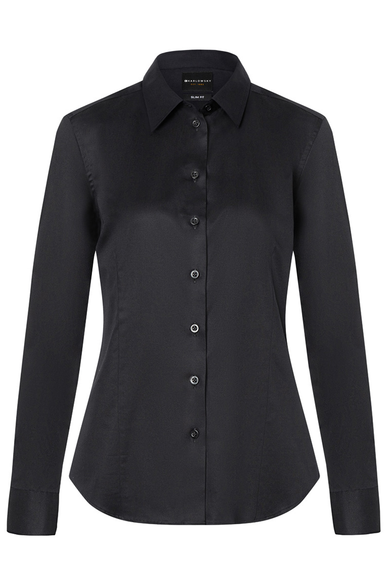 Langarm Damenbluse Active-Stretch in Slim-Fit