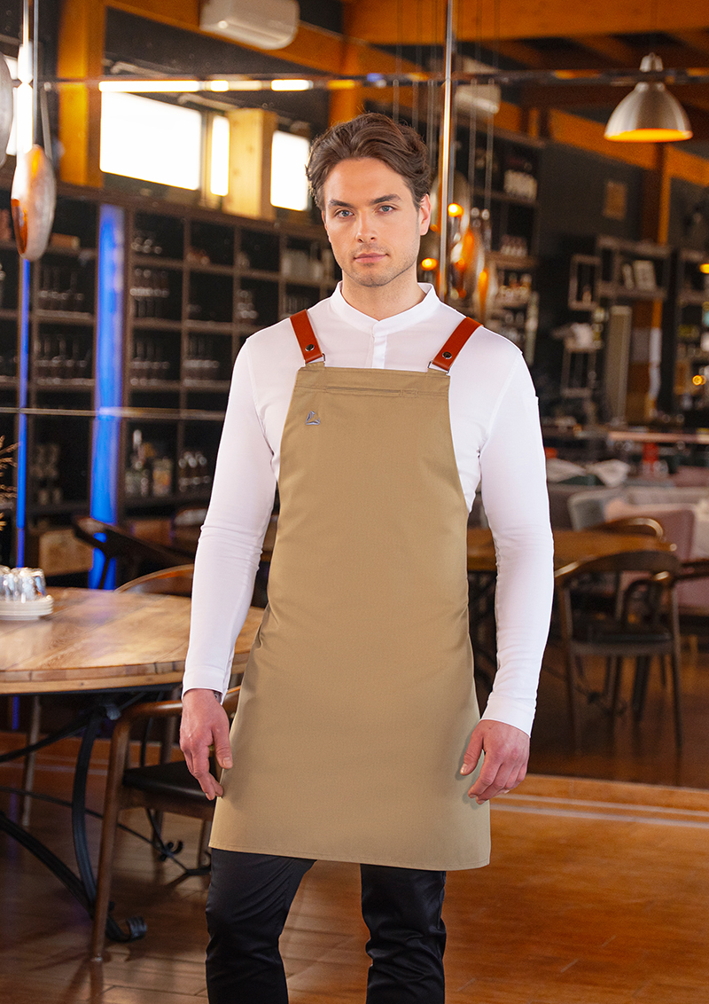 DIAMOND CUT® Bib Apron with Genuine Leather Straps